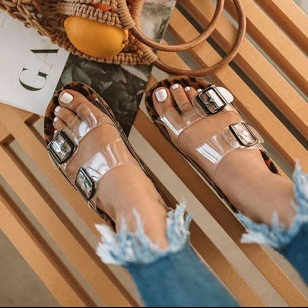 Clear leopard slide on sandal - Picture 8 of 9